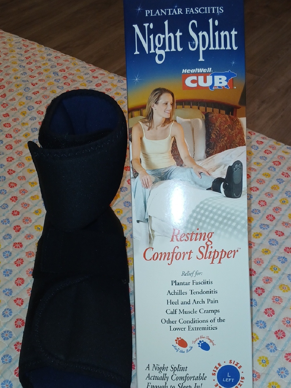 2 Night Splint Resting Comfort Slippers Black For Both Feet